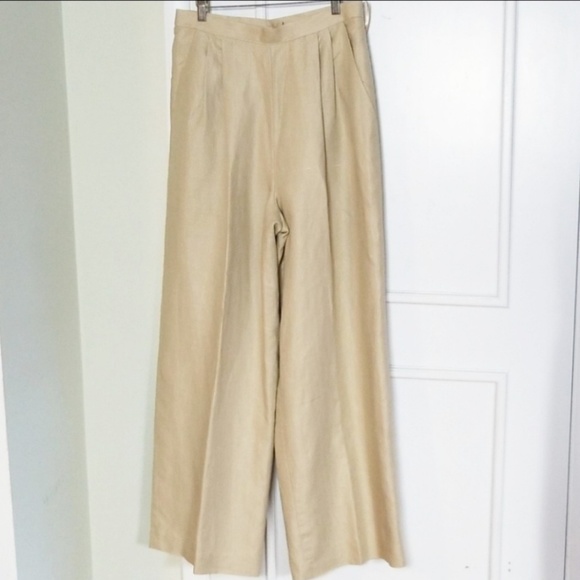 Vintage Pants - High Waist Ramie Palazzo Pants